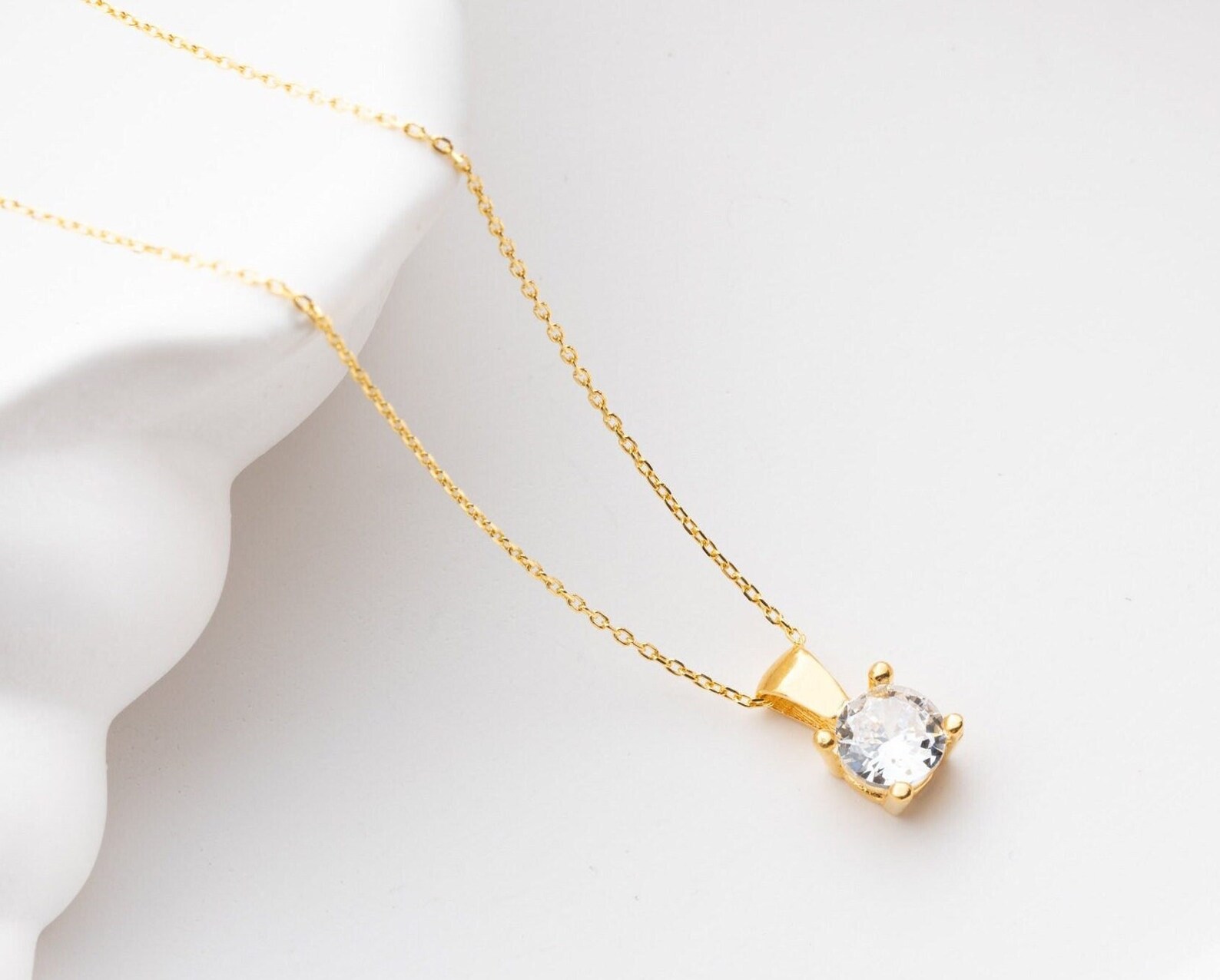 Birthstone Necklace – Dainty Handmade Gold Plated 925 Silver Necklace, Perfect Birthday Gift for Her