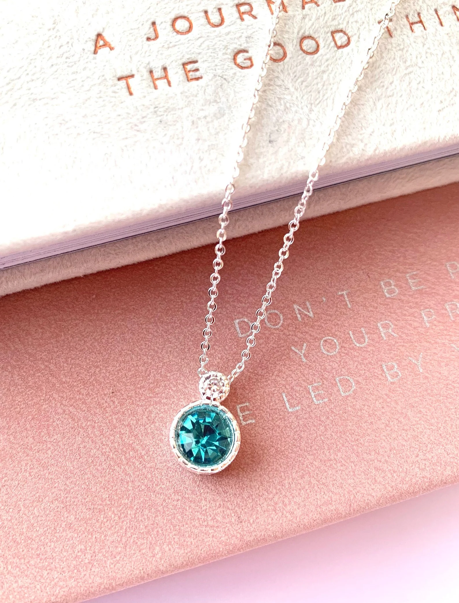 Blue Stone Birthstone Necklace – Dainty Handmade 925 Sterling Silver Pendant, Perfect Gift for Her