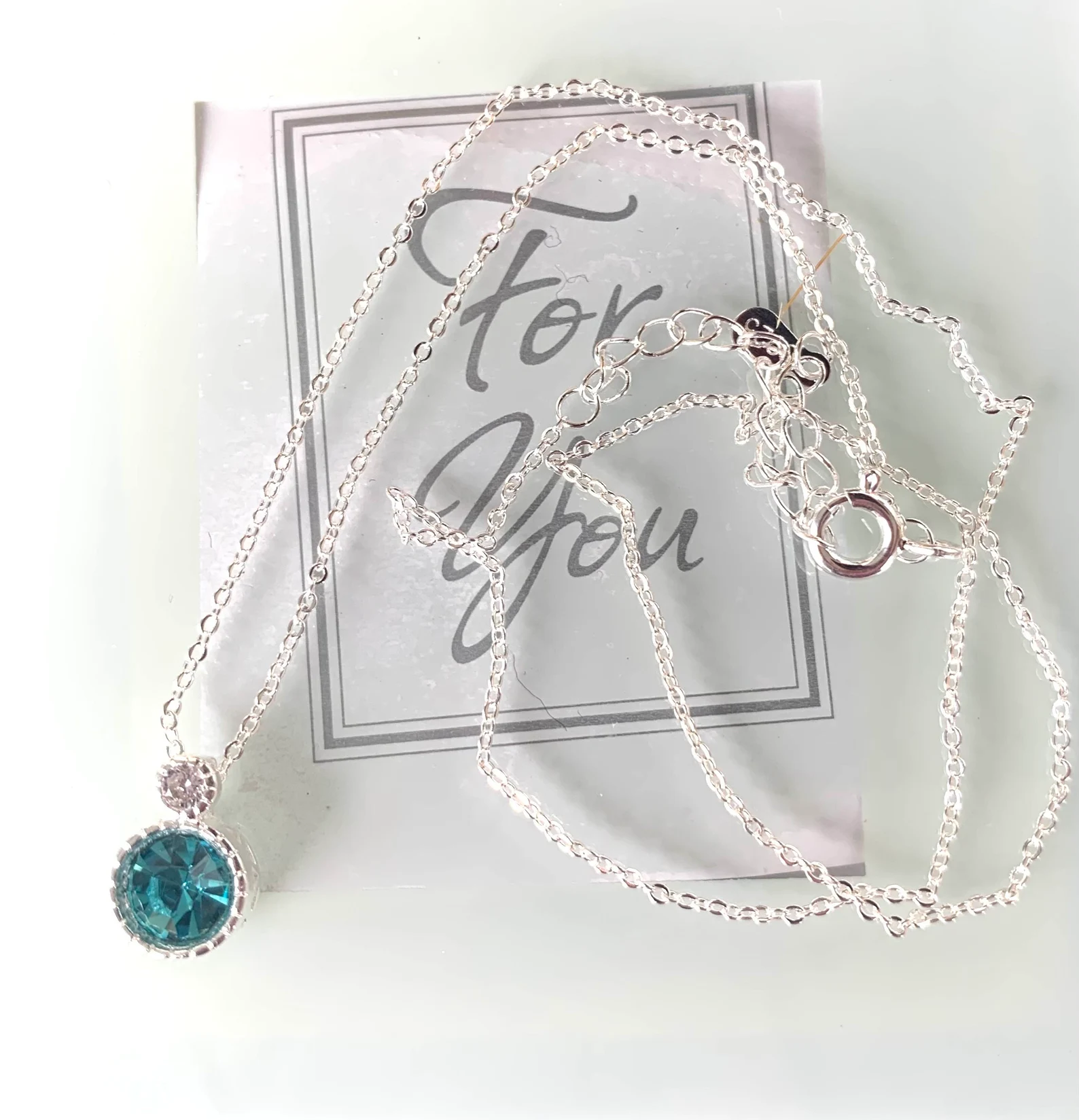 Blue Stone Birthstone Necklace – Dainty Handmade 925 Sterling Silver Pendant, Perfect Gift for Her - Image 2