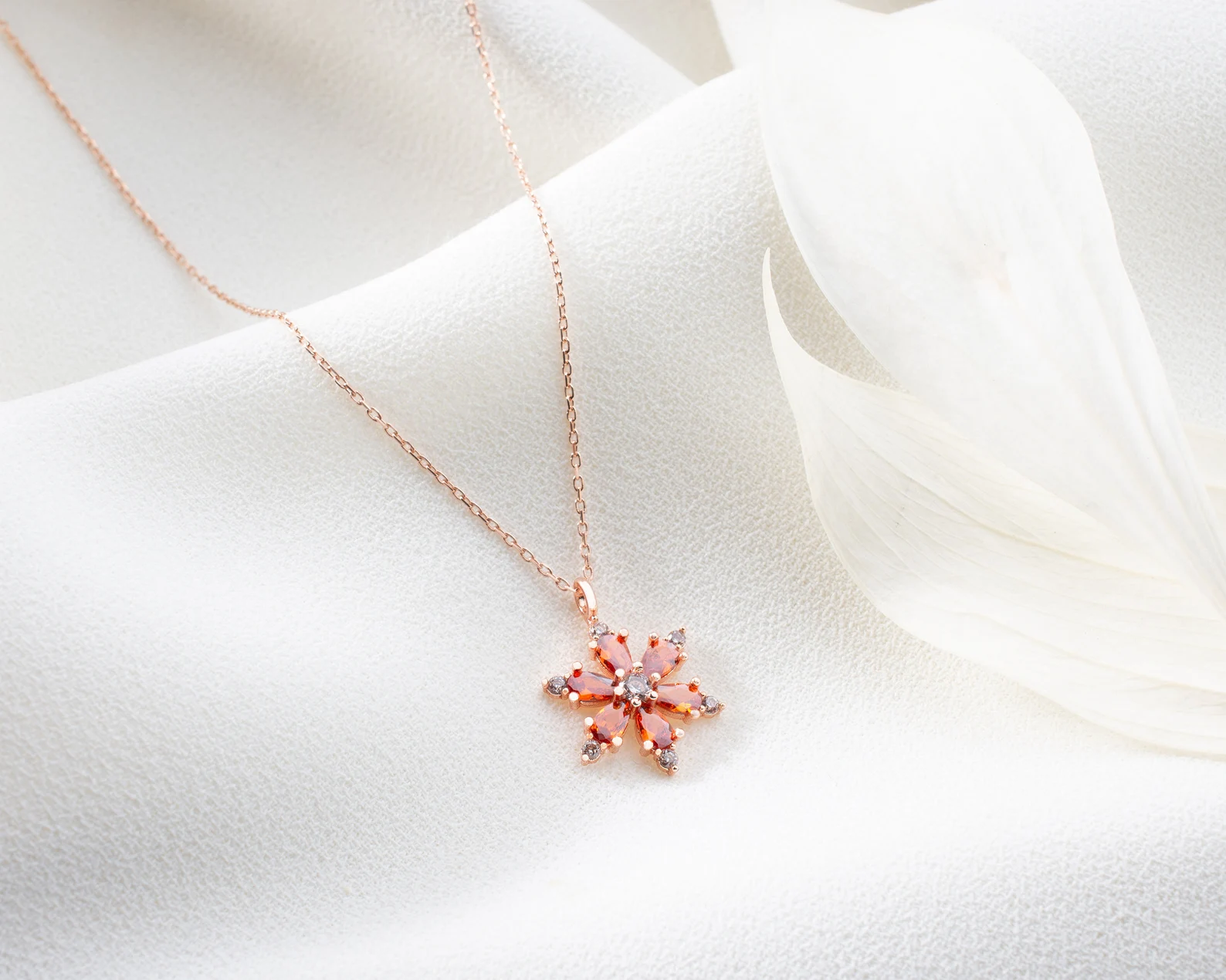 Garnet Gemstone Necklace – Dainty Handmade Rose Gold Necklace, Perfect Gift for Her - Image 3