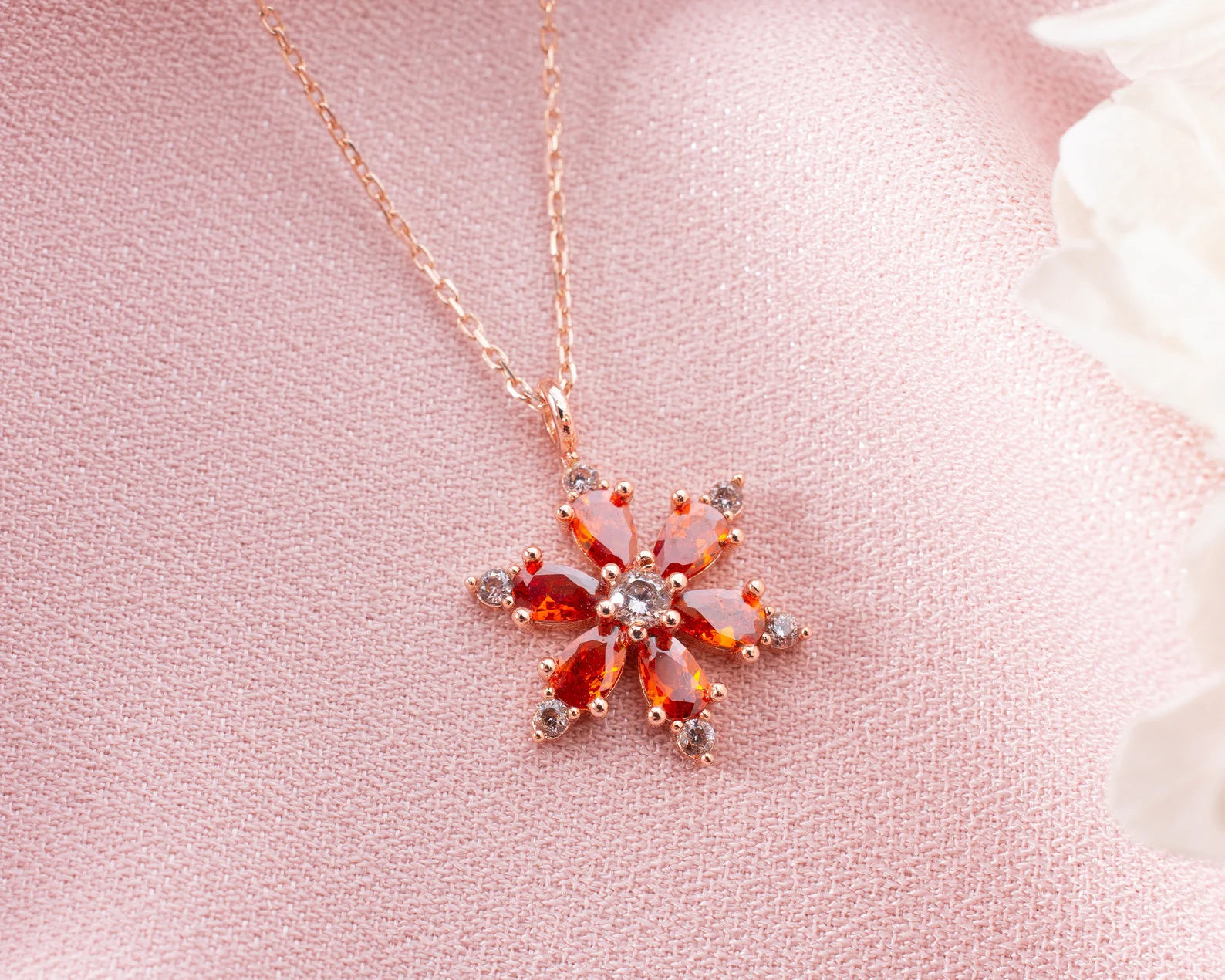Garnet Gemstone Necklace – Dainty Handmade Rose Gold Necklace, Perfect Gift for Her - Image 4