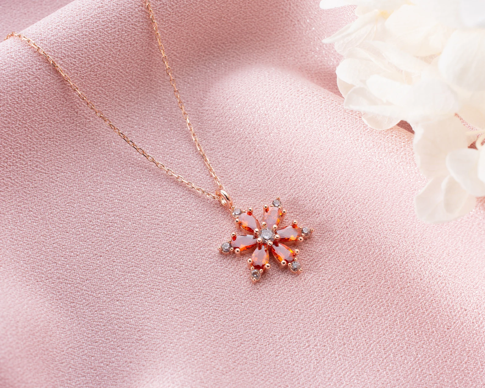 Garnet Gemstone Necklace – Dainty Handmade Rose Gold Necklace, Perfect Gift for Her - Image 5