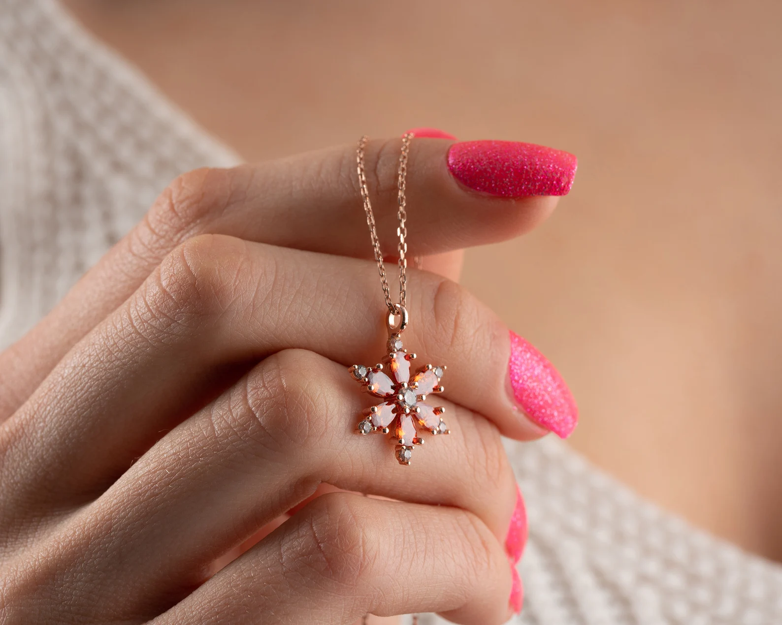 Garnet Gemstone Necklace – Dainty Handmade Rose Gold Necklace, Perfect Gift for Her - Image 6