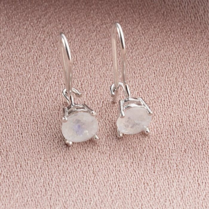 Moonstone Dangle Earrings – Handmade 925 Silver, Birthstone Jewelry Gift