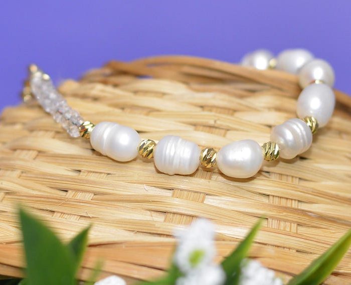 Pearl Gemstone Bracelet – Handmade Beaded Jewelry Gift for Her