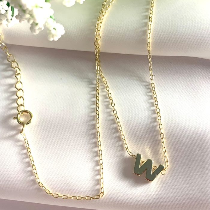 Personalized Letter Necklace – 925 Sterling Silver, Gold Plated