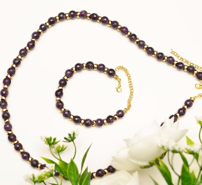 Handmade Amethyst Necklace & Bracelet – Elegant Gift for Her