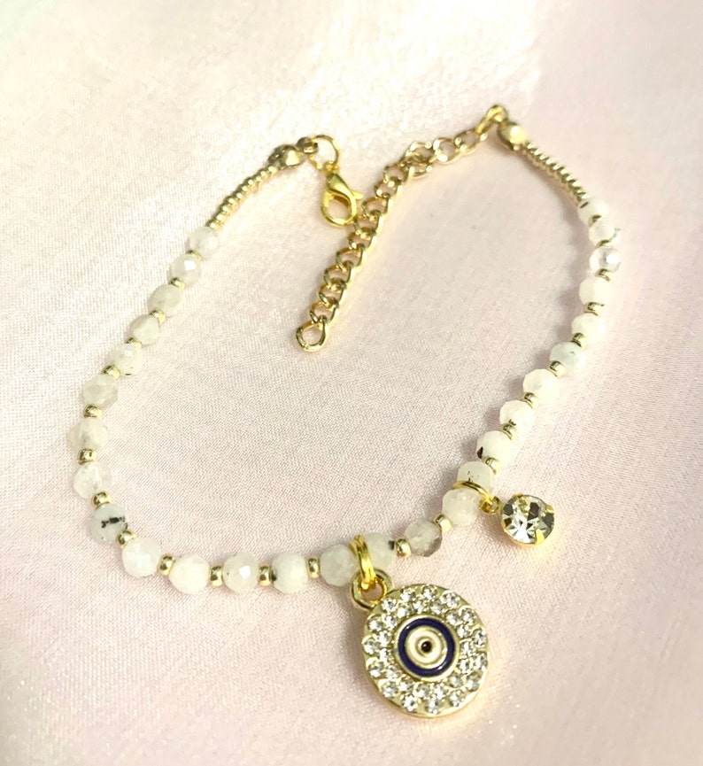 Handmade Moonstone Bracelet – 3mm Beaded, Dainty Women’s Jewelry - Image 2
