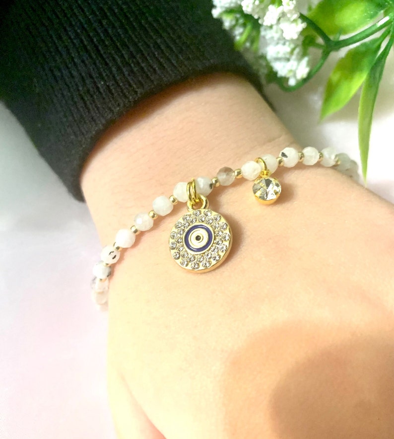 Handmade Moonstone Bracelet – 3mm Beaded, Dainty Women’s Jewelry - Image 5