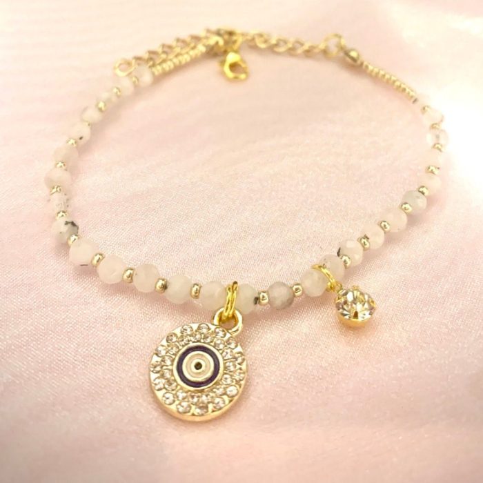 Handmade Moonstone Bracelet – 3mm Beaded, Dainty Women’s Jewelry